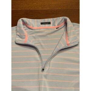 XL Turtleson Quarter Zip Light Weight Pullover Golf Sweater Carolina Blue Stripe